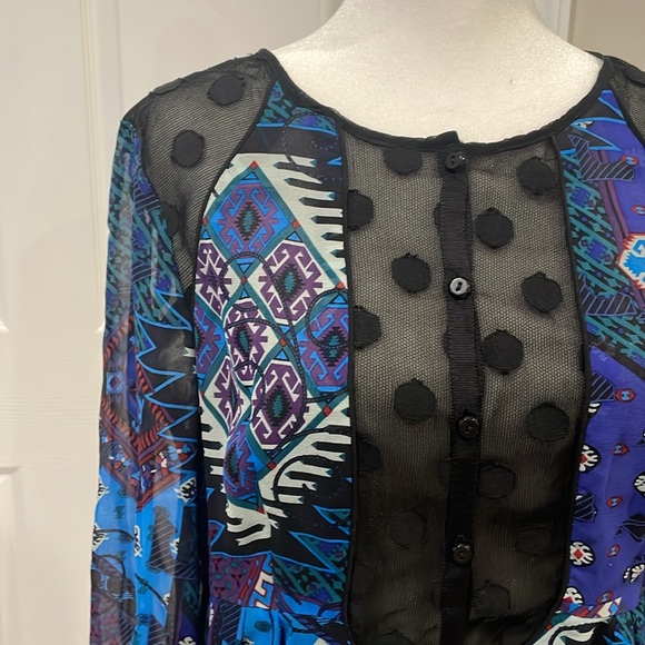 Nanette Lepore Sheer Patterned Blouse - Picture 4 of 10